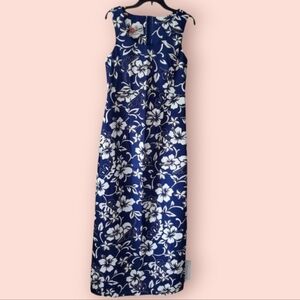 Hilo Hattie Blue Floral midi dress size 4